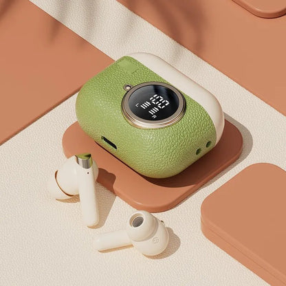 Retro Leather Texture M88+ANC Wireless Headset True Super Long Battery Life LED Digital Display Headset - RELUX.STORE