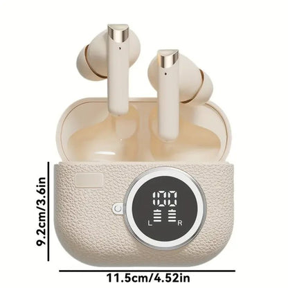 Retro Leather Texture M88+ANC Wireless Headset True Super Long Battery Life LED Digital Display Headset - RELUX.STORE