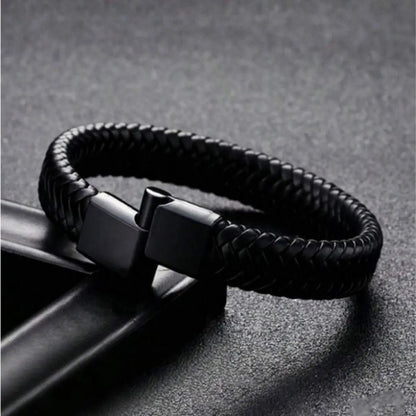 "Retro Men’s Leather Bangle – Adjustable Woven Leather Hand Rope, Casual Outdoor Sports Bracelet, Gift for Men" - RELUX.STORE