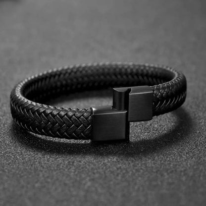 "Retro Men’s Leather Bangle – Adjustable Woven Leather Hand Rope, Casual Outdoor Sports Bracelet, Gift for Men" - RELUX.STORE