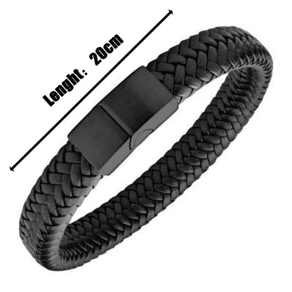 "Retro Men’s Leather Bangle – Adjustable Woven Leather Hand Rope, Casual Outdoor Sports Bracelet, Gift for Men" - RELUX.STORE