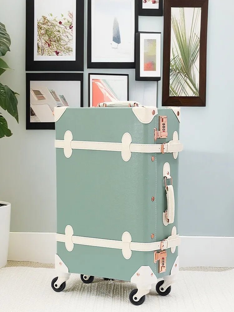 Retro PU Leather Cabin Bag Set - Women's TSA Lock Suitcase + Cosmetic Organizer, 4 Silent Wheels Spinner Luggage for Europe Trav - RELUX.STORERetro PU Leather Cabin Bag Set - Women's TSA Lock Suitcase + Cosmetic Organizer, 4 Silent Wheels Spinner Luggage for Europe Trav