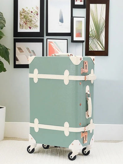 Retro PU Leather Cabin Bag Set - Women's TSA Lock Suitcase + Cosmetic Organizer, 4 Silent Wheels Spinner Luggage for Europe Trav - RELUX.STORERetro PU Leather Cabin Bag Set - Women's TSA Lock Suitcase + Cosmetic Organizer, 4 Silent Wheels Spinner Luggage for Europe Trav