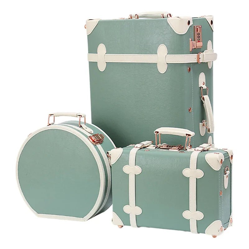 Retro PU Leather Cabin Bag Set - Women's TSA Lock Suitcase + Cosmetic Organizer, 4 Silent Wheels Spinner Luggage for Europe Trav - RELUX.STORERetro PU Leather Cabin Bag Set - Women's TSA Lock Suitcase + Cosmetic Organizer, 4 Silent Wheels Spinner Luggage for Europe Trav