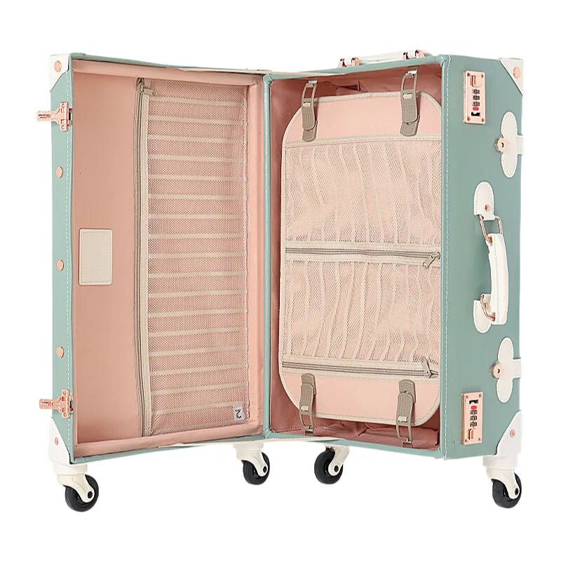 Retro PU Leather Cabin Bag Set - Women's TSA Lock Suitcase + Cosmetic Organizer, 4 Silent Wheels Spinner Luggage for Europe Trav - RELUX.STORERetro PU Leather Cabin Bag Set - Women's TSA Lock Suitcase + Cosmetic Organizer, 4 Silent Wheels Spinner Luggage for Europe Trav