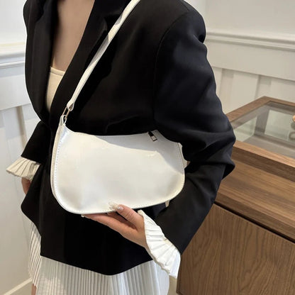 Retro Solid Color PU Leather Shoulder Bag Fashion Women's Handbags Casual Designer Hobos Underarm Bag - RELUX.STORE