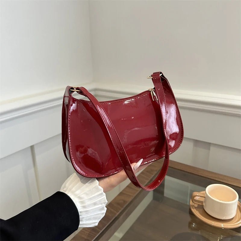 Retro Solid Color PU Leather Shoulder Bag Fashion Women's Handbags Casual Designer Hobos Underarm Bag - RELUX.STORE