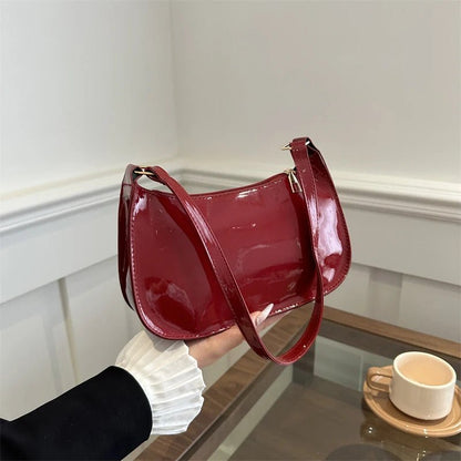 Retro Solid Color PU Leather Shoulder Bag Fashion Women's Handbags Casual Designer Hobos Underarm Bag - RELUX.STORE