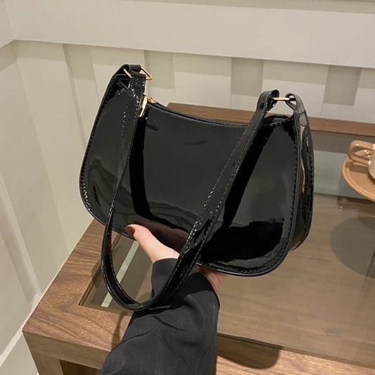 Retro Solid Color PU Leather Shoulder Bag Fashion Women's Handbags Casual Designer Hobos Underarm Bag - RELUX.STORE