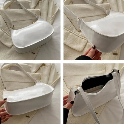 Retro Solid Color PU Leather Shoulder Bag Fashion Women's Handbags Casual Designer Hobos Underarm Bag - RELUX.STORE
