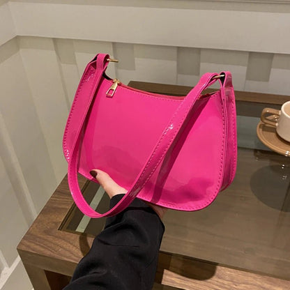 Retro Solid Color PU Leather Shoulder Bag Fashion Women's Handbags Casual Designer Hobos Underarm Bag - RELUX.STORE