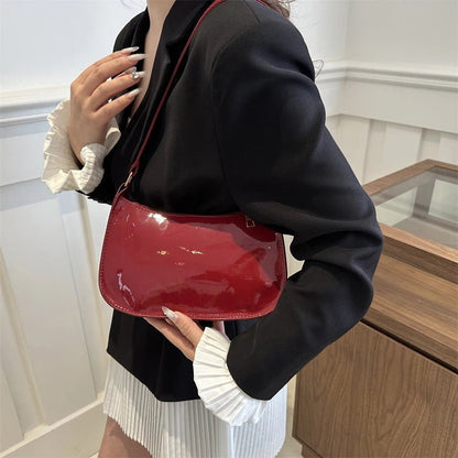 Retro Solid Color PU Leather Shoulder Bag Fashion Women's Handbags Casual Designer Hobos Underarm Bag - RELUX.STORE