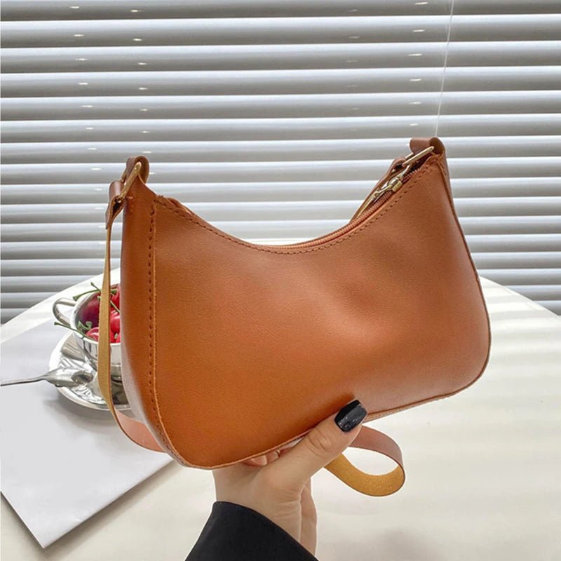 Retro Solid Color PU Leather Shoulder Underarm Bag Women's Fashion Handbags Hobos Purses and Handbag Ladies Crossbody Bags - RELUX.STORE