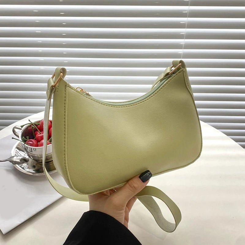 Retro Solid Color PU Leather Shoulder Underarm Bag Women's Fashion Handbags Hobos Purses and Handbag Ladies Crossbody Bags - RELUX.STORE