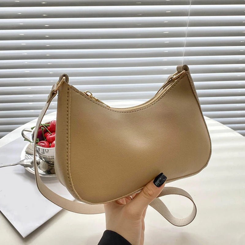 Retro Solid Color PU Leather Shoulder Underarm Bag Women's Fashion Handbags Hobos Purses and Handbag Ladies Crossbody Bags - RELUX.STORE
