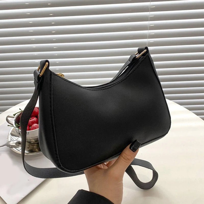 Retro Solid Color PU Leather Shoulder Underarm Bag Women's Fashion Handbags Hobos Purses and Handbag Ladies Crossbody Bags - RELUX.STORE