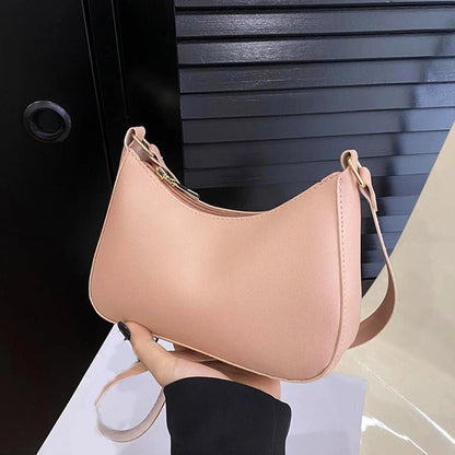 Retro Solid Color PU Leather Shoulder Underarm Bag Women's Fashion Handbags Hobos Purses and Handbag Ladies Crossbody Bags - RELUX.STORE