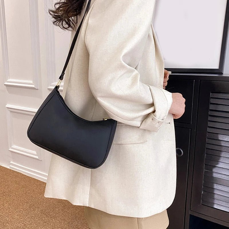 Retro Solid Color PU Leather Shoulder Underarm Bag Women's Fashion Handbags Hobos Purses and Handbag Ladies Crossbody Bags - RELUX.STORE