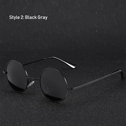 “Retro Vintage Round Polarized Sunglasses – UV400 Designer Sun Glasses for Men & Women | Alloy Metal Frame, Black Lens Eyewear for Driving & Outdoor” - RELUX.STORE