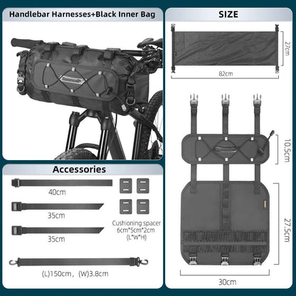 “Rhinowalk 12L Waterproof Bicycle Handlebar Bag – Bike Mounts Set with Replaceable Dry Bag | Luggage Storage for Cycling & Outdoor Adventures” - RELUX.STORE