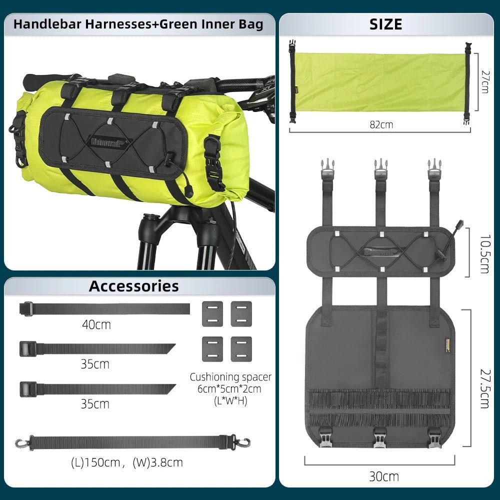 “Rhinowalk 12L Waterproof Bicycle Handlebar Bag – Bike Mounts Set with Replaceable Dry Bag | Luggage Storage for Cycling & Outdoor Adventures” - RELUX.STORE