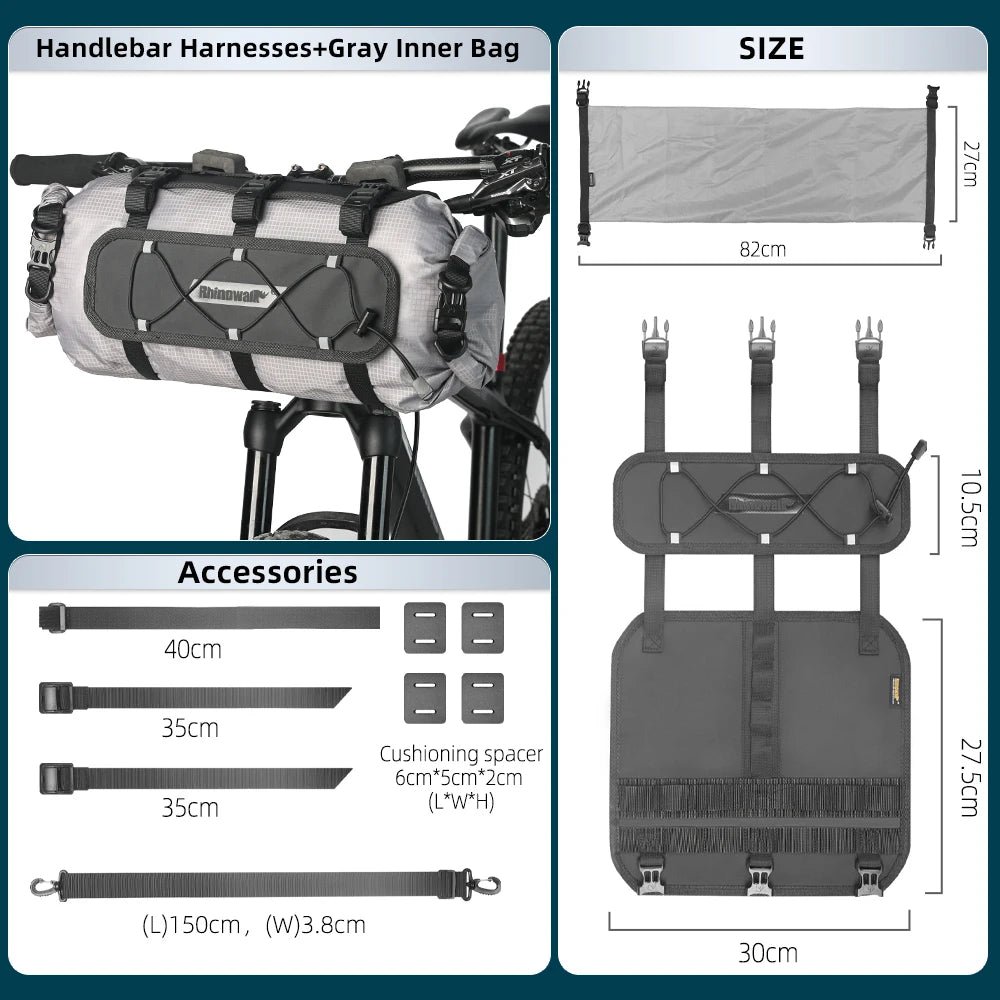 “Rhinowalk 12L Waterproof Bicycle Handlebar Bag – Bike Mounts Set with Replaceable Dry Bag | Luggage Storage for Cycling & Outdoor Adventures” - RELUX.STORE