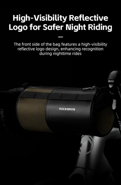 ROCKBROS Bicycle Handlebar Bag – Reflective, Multifunctional 1.7L Front Storage Bag | Portable Shoulder Bag for Cycling Accessories - RELUX.STORE