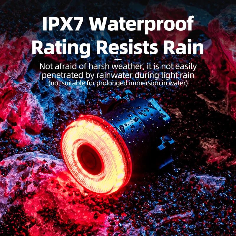 "ROCKBROS Smart Bike Tail Light – IPX6 Waterproof Rechargeable Rear Light for Night Riding, USB Type - C Charging" - RELUX.STORE