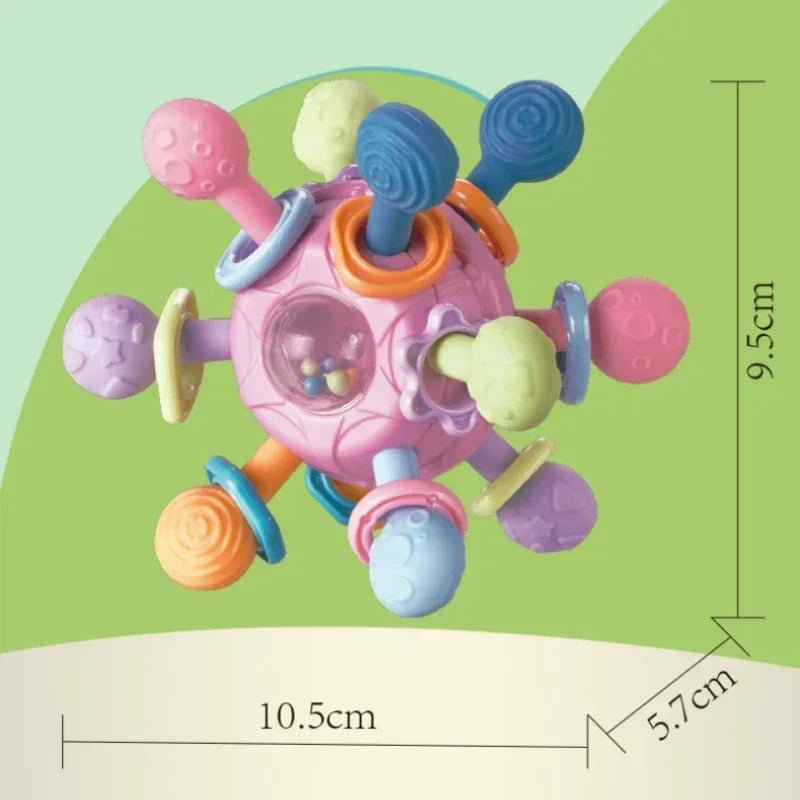 Rotating Rattle Ball Baby Toy 0 - 12 Months – Silicone Grasping Activity Teether, Sensory Development Toy for Infants - RELUX.STORE