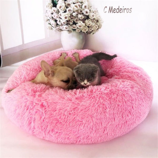 “Round Fluffy Cat Bed – Long - Haired Plush Nest Pad for Cozy Autumn & Winter Comfort” - RELUX.STORE