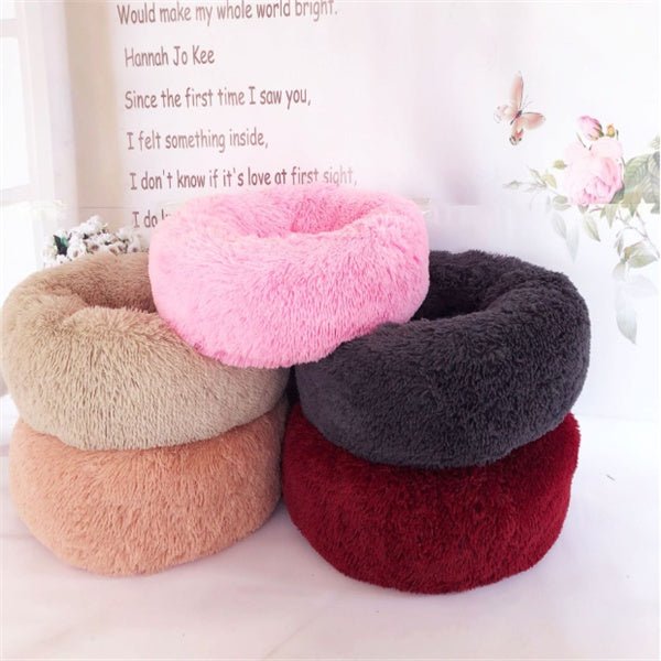 “Round Fluffy Cat Bed – Long - Haired Plush Nest Pad for Cozy Autumn & Winter Comfort” - RELUX.STORE
