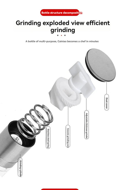 Salt and Pepper Grinder 2 in 1 Manual Stainless Steel Salt Pepper Mills with Adjustable Ceramic Grinding Spice Mill Kitchen Tool - RELUX.STORE