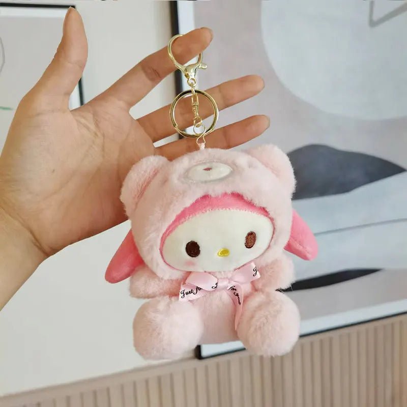 "Sanrio 12CM Cute Plush Keychain – Hello Kitty & Kuromi Cartoon Pendant for Kids, Backpack Decoration & Toy Gift" 🧸🎀✨ - RELUX.STORE