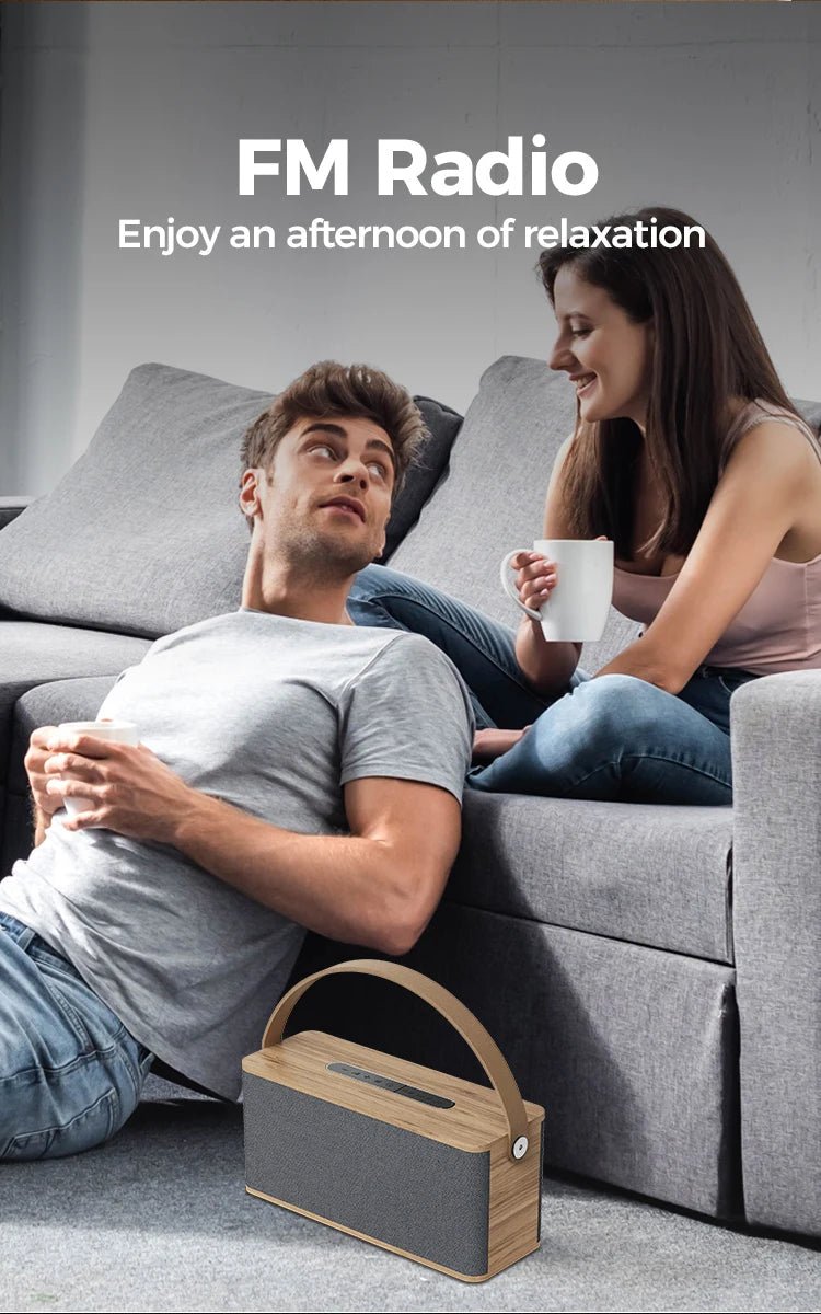 Sansui Wood Retro Portable Speaker Shop America Warehouse Online Home Audio System Surround Sound FM Radio AUX Bluetooth Speaker - RELUX.STORE