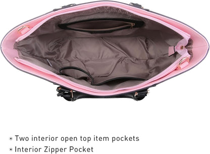 Satchel Purse Handbag for Women Large Shoulder Work Tote Bag with Matching Wallet - RELUX.STORE