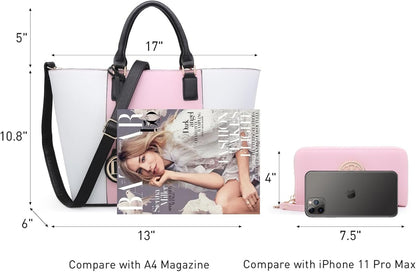 Satchel Purse Handbag for Women Large Shoulder Work Tote Bag with Matching Wallet - RELUX.STORE