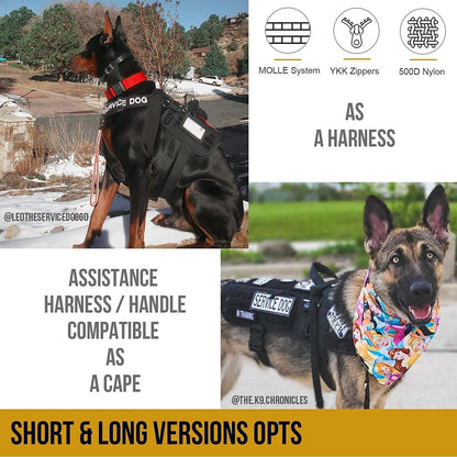 Service Dog Harness – Large Dog Harness with Removable Neck Strap, Compatible with Assistance Harness & Handle (Black, Short Version) - RELUX.STORE