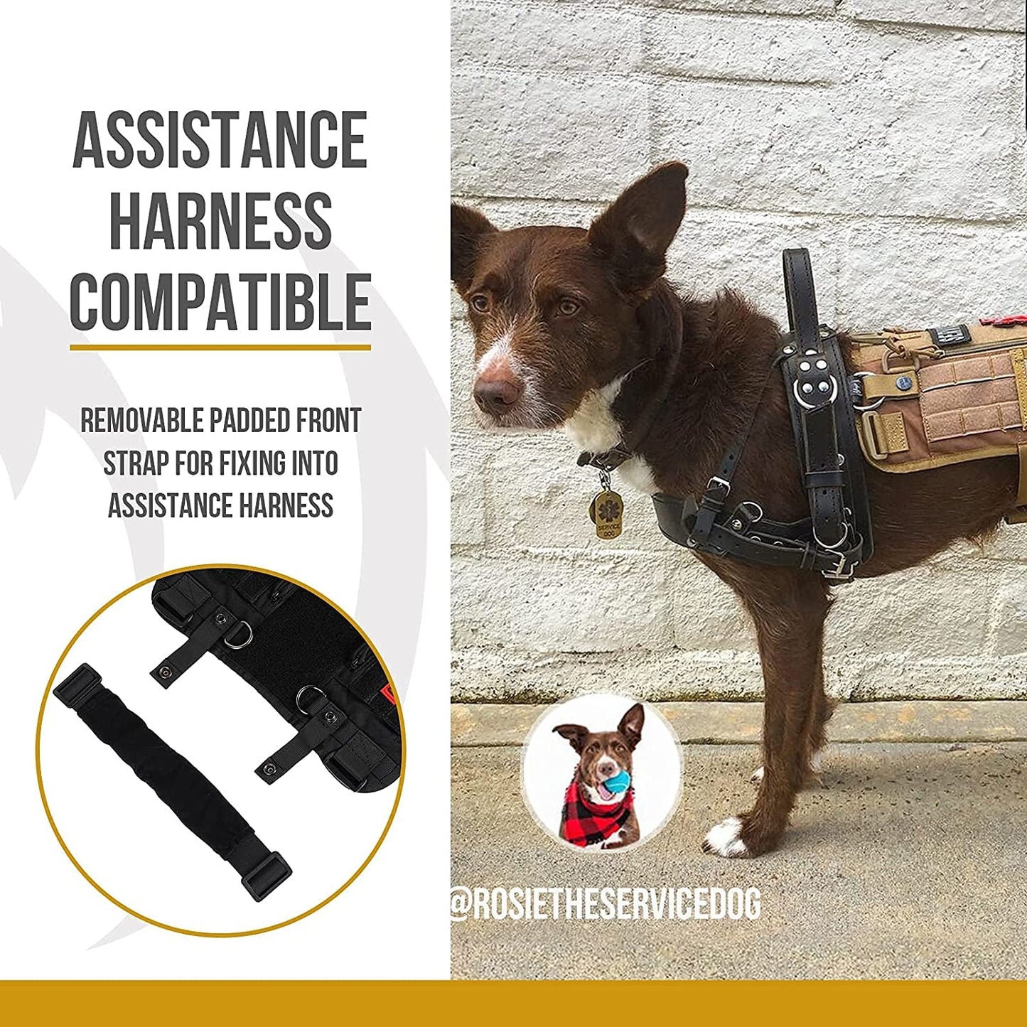 Service Dog Harness – Large Dog Harness with Removable Neck Strap, Compatible with Assistance Harness & Handle (Black, Short Version) - RELUX.STORE