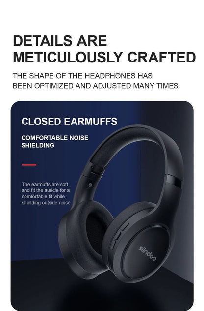 "Siindoo JH919 Wireless Bluetooth Headphones – Foldable Stereo Earphones with Super Bass, Noise Reduction & Mic for Laptop, PC & TV" - RELUX.STORE