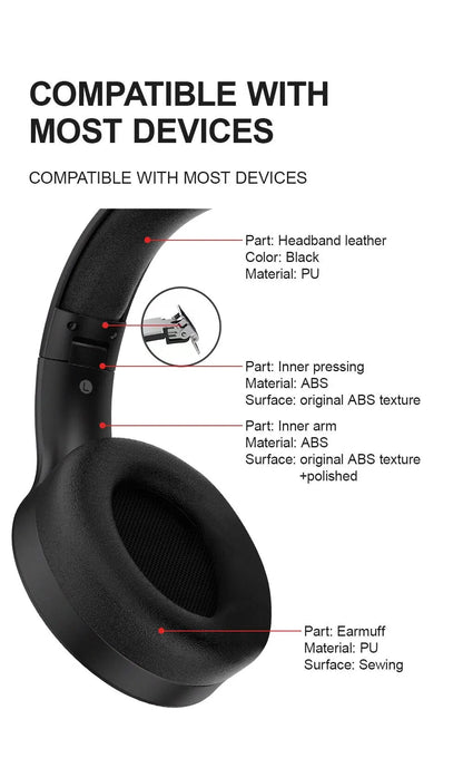 "Siindoo JH919 Wireless Bluetooth Headphones – Foldable Stereo Earphones with Super Bass, Noise Reduction & Mic for Laptop, PC & TV" - RELUX.STORE