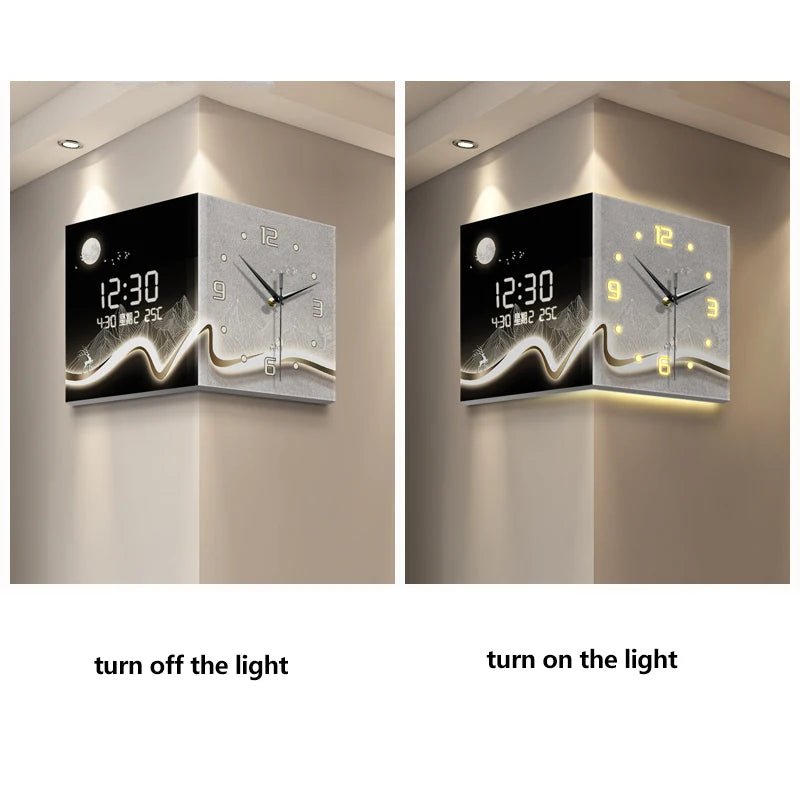 Silent Double - Sided Acrylic Wall Clock – Electric Digital Needle Display for Living Room Corner, Modern Abstract Home Decor - RELUX.STORE