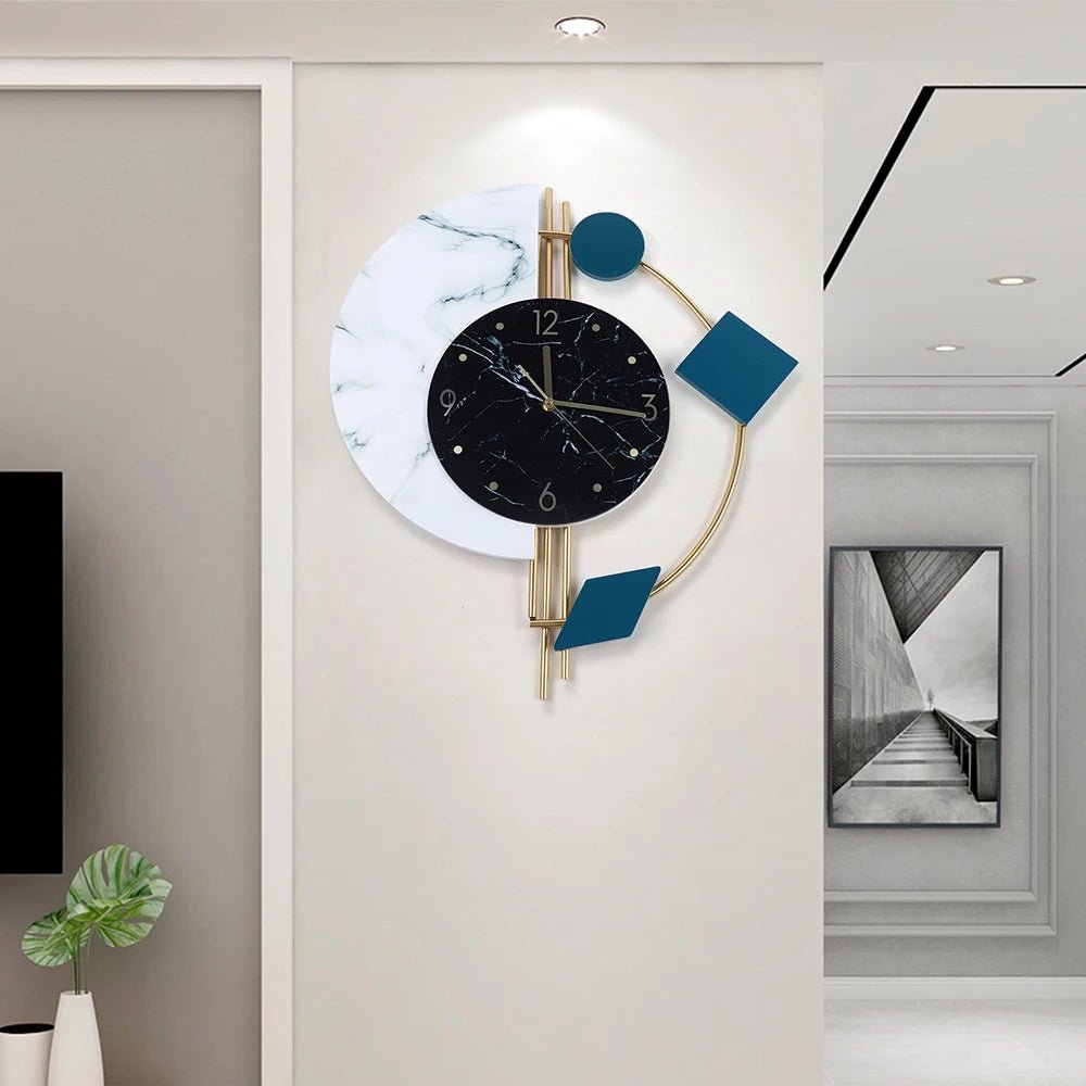 “Silent Marble Semicircle Wall Clock – Creative Quartz Wall Decor for Living Room, Bedroom & Unique Gift Idea” - RELUX.STORE