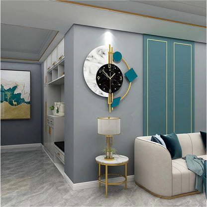 “Silent Marble Semicircle Wall Clock – Creative Quartz Wall Decor for Living Room, Bedroom & Unique Gift Idea” - RELUX.STORE