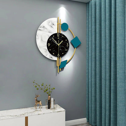 “Silent Marble Semicircle Wall Clock – Creative Quartz Wall Decor for Living Room, Bedroom & Unique Gift Idea” - RELUX.STORE