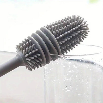 Silicone Milk Bottle Brush Cup Scrubber Glass Cleaner Kitchen Cleaning Tool Long Handle Drink Bottle Glass Cup Cleaning Brush - RELUX.STORE