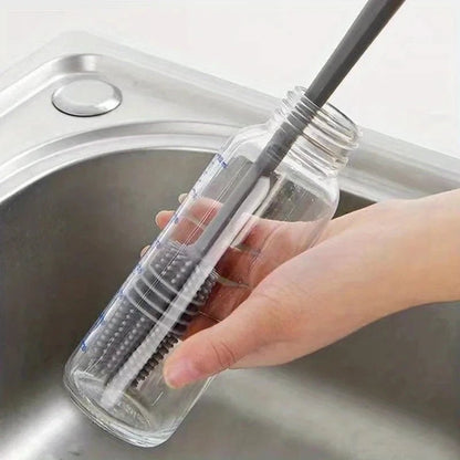 Silicone Milk Bottle Brush Cup Scrubber Glass Cleaner Kitchen Cleaning Tool Long Handle Drink Bottle Glass Cup Cleaning Brush - RELUX.STORE