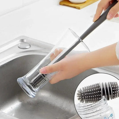 Silicone Milk Bottle Brush Cup Scrubber Glass Cleaner Kitchen Cleaning Tool Long Handle Drink Bottle Glass Cup Cleaning Brush - RELUX.STORE
