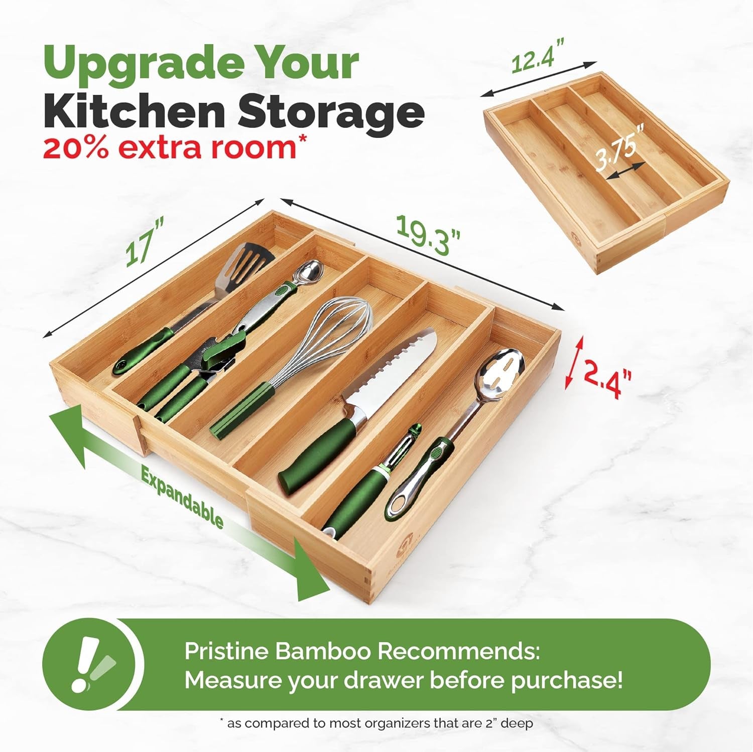 Silverware Tray Drawer Organizer – 5 - Slot Expandable Kitchen Cutlery & Flatware Holder with Adjustable Wooden Dividers - RELUX.STORE
