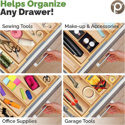 Silverware Tray Drawer Organizer – 5 - Slot Expandable Kitchen Cutlery & Flatware Holder with Adjustable Wooden Dividers - RELUX.STORE