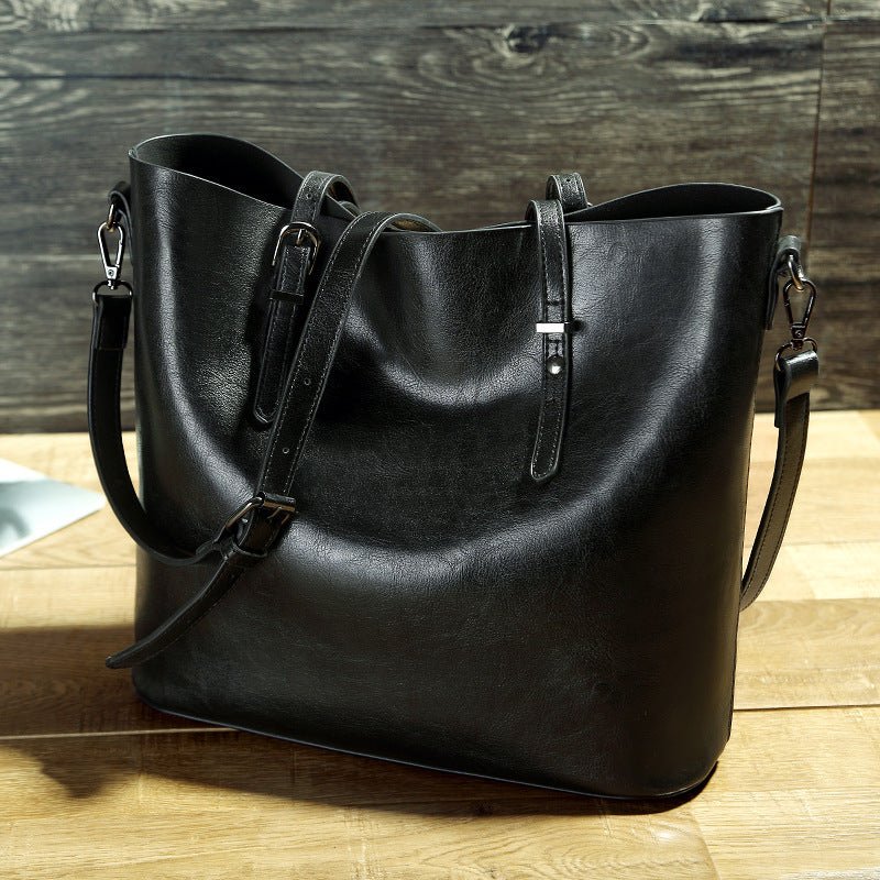Simple Oil Wax Leather Messenger Shoulder Bags Women's High Capacity Portable Tote Bag - RELUX.STORE